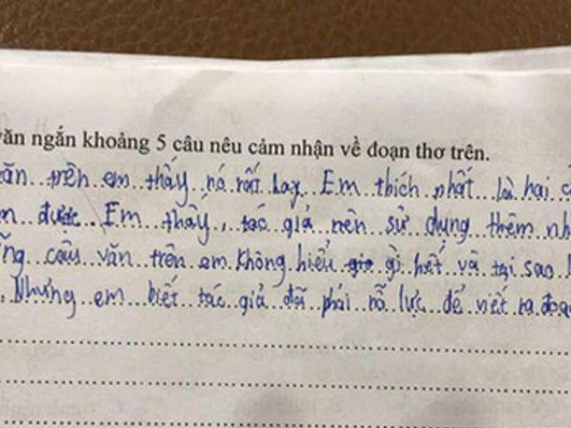 Bạn trẻ - Cuộc sống - Học sinh viết văn nêu cảm nghĩ về đoạn thơ khiến tác giả cũng phải khóc thét