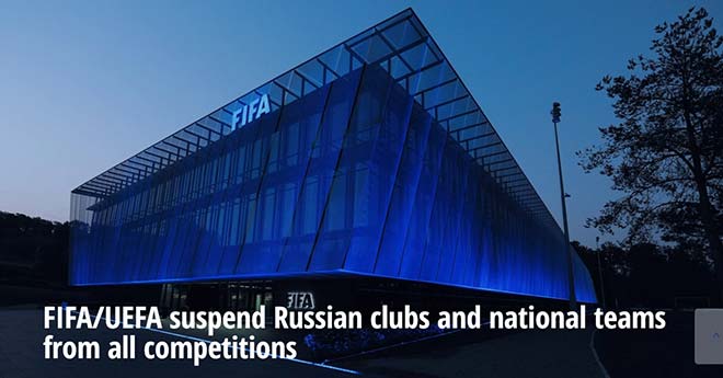 熱門： 國際足聯將俄羅斯隊排除在 2022 年世界盃之外， 歐足聯驅逐莫斯科斯巴達克 - 1
