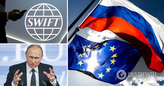 Ngày 27/2, Mỹ, Anh, Canada và Liên minh châu Âu thông báo loại một số ngân hàng Nga khỏi hệ thống thanh toán quốc tế SWIFTẢnh: Obozrevatel