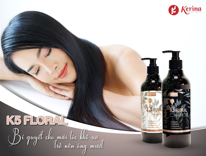 Tóc hết khô xơ sau khi dùng dầu gội và dầu xả Kerina K5 Floral