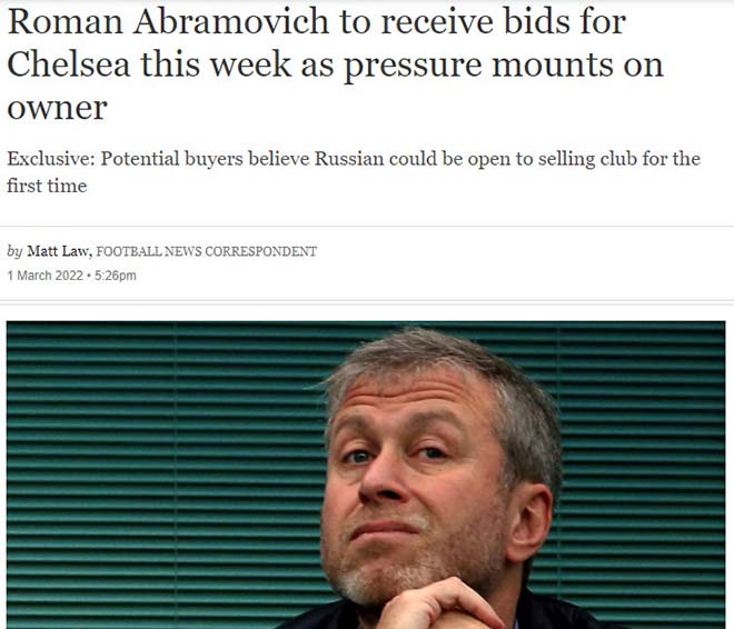 Bài viết về Abramovich trên tờ Telegraph