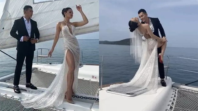 Mới đây, hình ảnh và clip Phương Trinh Jolie chụp ảnh cưới trên du thuyền thu hút sự chú ý của dân mạng.
