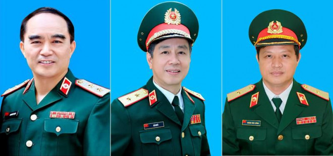 Trung tướng Nguyễn Viết Lượng, Trung tướng Đỗ Quyết và Thiếu tướng Hoàng Văn Lương (từ trái qua), ba trong các cá nhân có trách nhiệm được UBKT Trung ương nêu trong kỳ họp thứ 12. Ảnh: HVQY