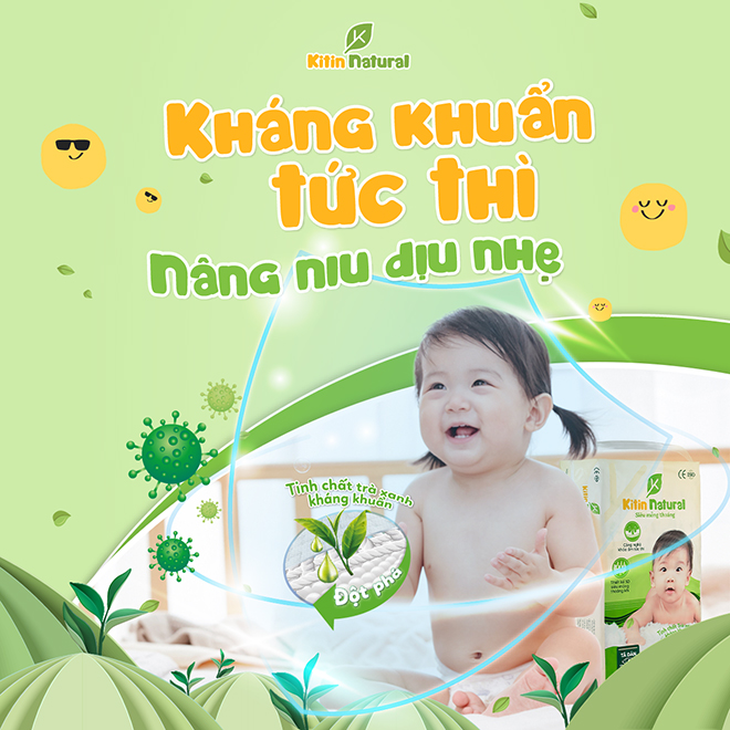 Tinh chất trà xanh trong tã bỉm Kitin Natural an toàn, lành tính và kháng khuẩn rất tốt