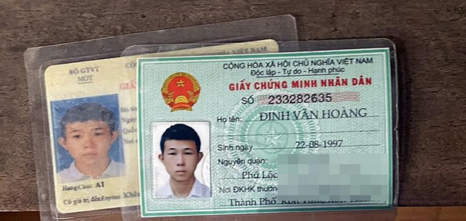 CMND và giấy phép lái xe của Hoàng.