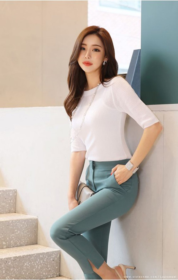 6 ways to wear youthful and chic fabric pants for the office girl - 11