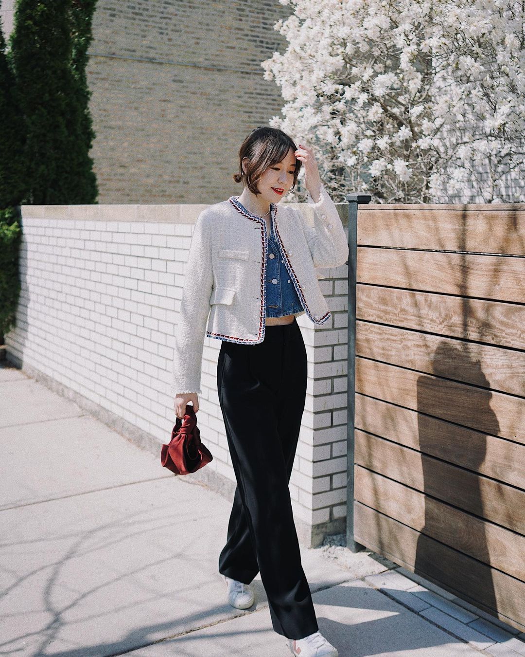6 ways to wear youthful and chic fabric pants for the office girl - 15