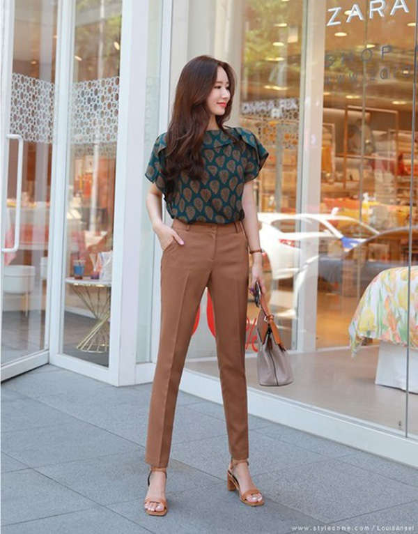 6 ways to wear youthful and chic fabric pants for the office girl - 7