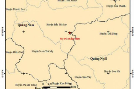 20 phút, huyện miền núi ở Quảng Nam xảy ra 2 trận động đất