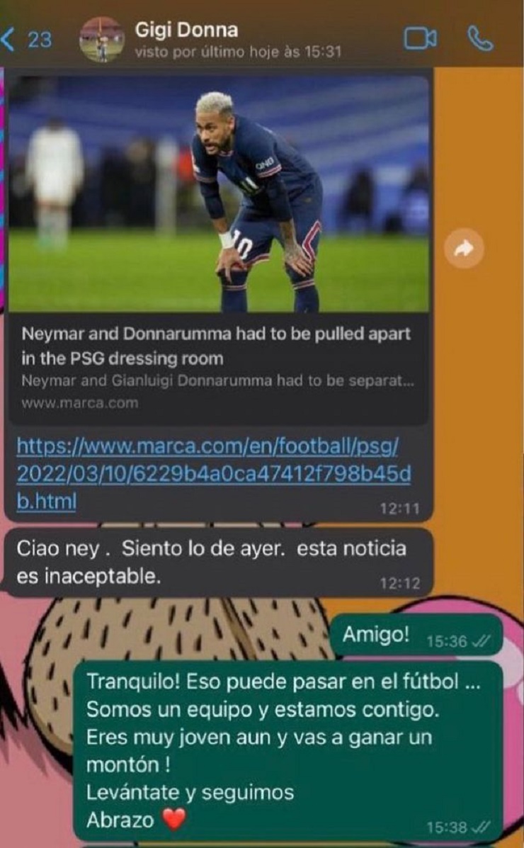 Neymar tung đoạn tin nhắn đập tan tin đồn ẩu đả với Donnarumma
