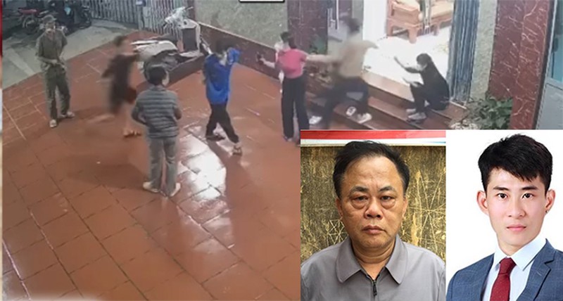 Hai bố con Hoàn và Hiệp (ảnh nhỏ) mang theo hung khí đến nơi ở của chị Hậu và đâm, chém trọng thương anh Quyền