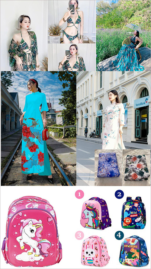 Sử dụng công nghệ in chuyển nhiệt để in trên các sản phẩm vải như: áo dài, balo, túi xách, đồ bơi, đồ pajama…