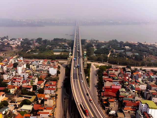 6 cây cầu ”huyết mạch” bắc qua sông Hồng nhìn từ flycam