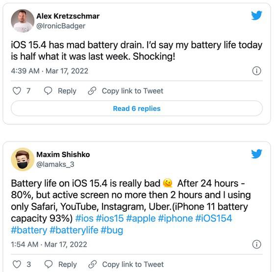 Users complain about iOS 15.4 causing battery drain - 1