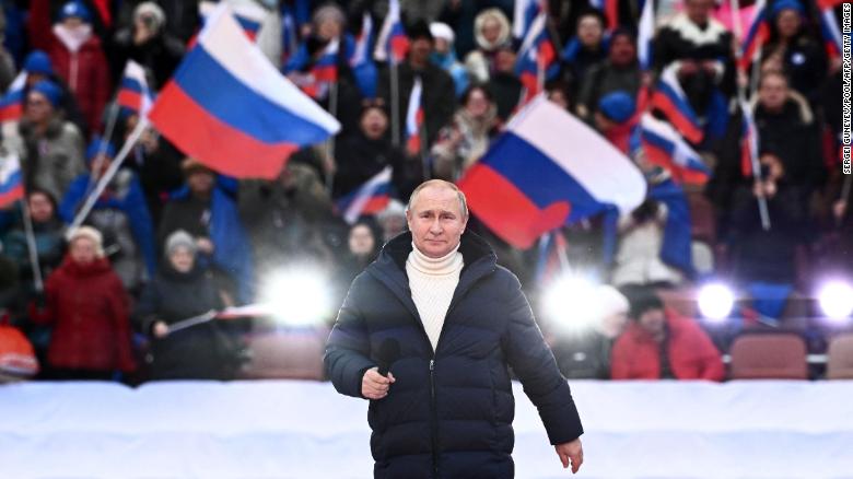 Tổng thống Nga Vladimir Putin phát biểu tại sự kiện kỷ niệm 8 năm ngày Nga sáp nhập bán đảo Crimea.