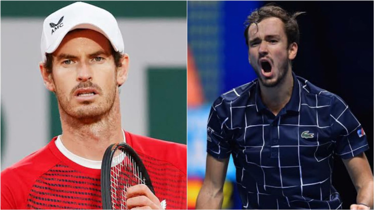 Medvedev (phải) có thể đụng độ Murray (trái) ngay trận đầu tiên của anh ở Miami Open 2022
