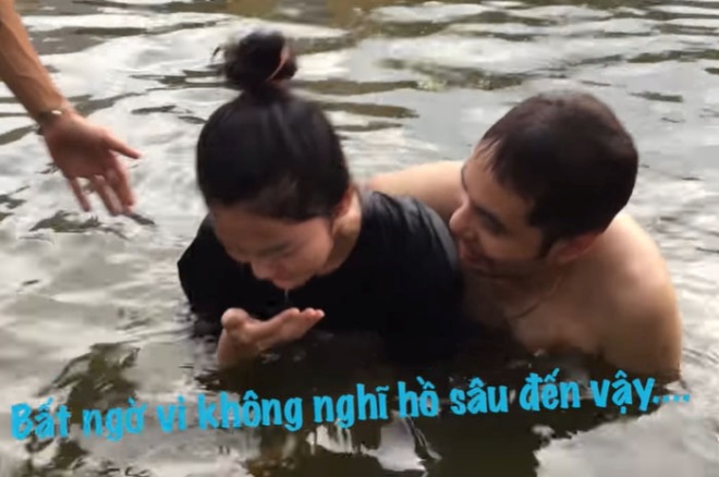 Thanh Hoa beauty panicked because she was submerged in a 7m deep lake, she was tired when filming underwater - 8
