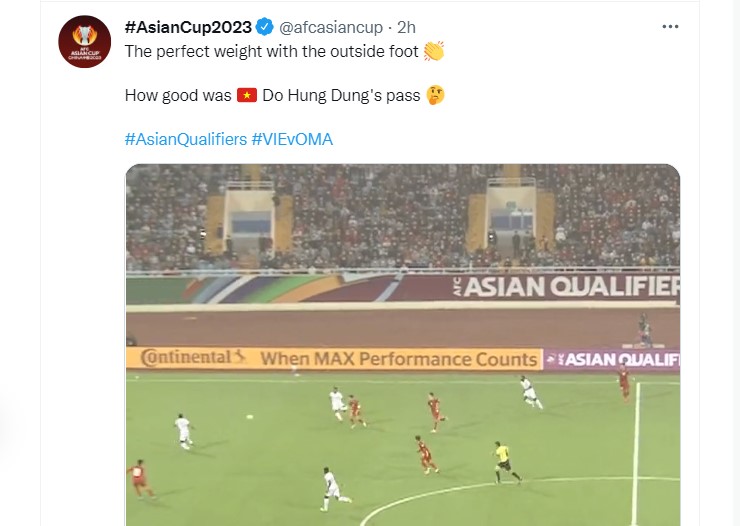 AFC ca ngợi đường chuyền của Hùng Dũng