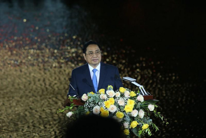 Thủ tướng Phạm Minh Chính phát biểu tại Lễ Khai mạc Năm du lịch Quốc gia 2022. Ảnh: TN