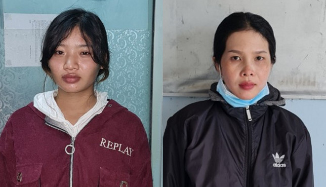 Bị can Huỳnh Thị Tiểu Lam (trái) và Nguyễn Thị Tuyết Mai