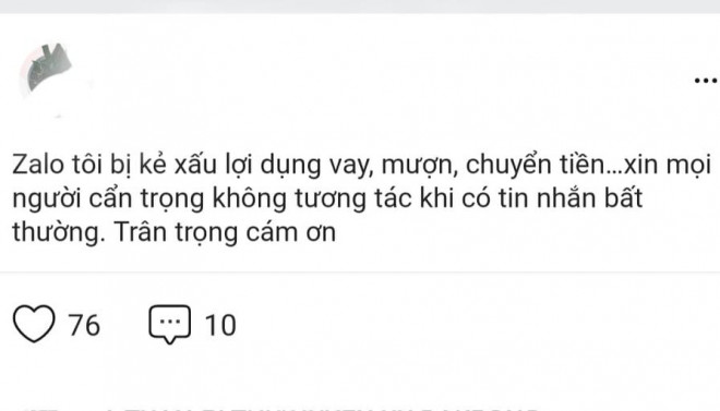 Một lãnh đạo UBND huyện ở Quảng Trị cảnh báo thủ đoạn giả mạo tài khoản zalo để lừa đảo