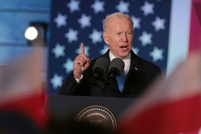 Tổng thống Biden phát biểu tại Ba Lan ngày 26-3. Ảnh: Reuters