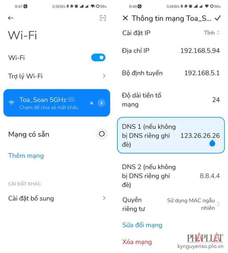 Cách sửa lỗi điện thoại có WiFi nhưng không vào được mạng - 4