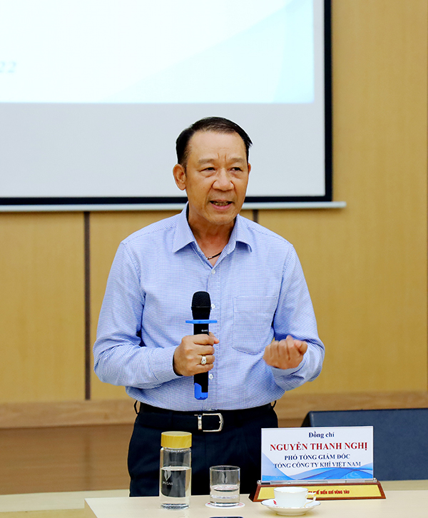 Đồng chí Nguyễn Thanh Nghị, Ủy viên BCH Đảng bộ,&nbsp;Phó Tổng giám đốc PV GAS,&nbsp;Nguyên Chủ tịch Hội CCB PV GAS phát biểu chia sẻ về công tác hội