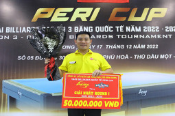 Cơ thủ “vô danh” bất ngờ lên ngôi vô địch giải bi-a Peri Cup 2022