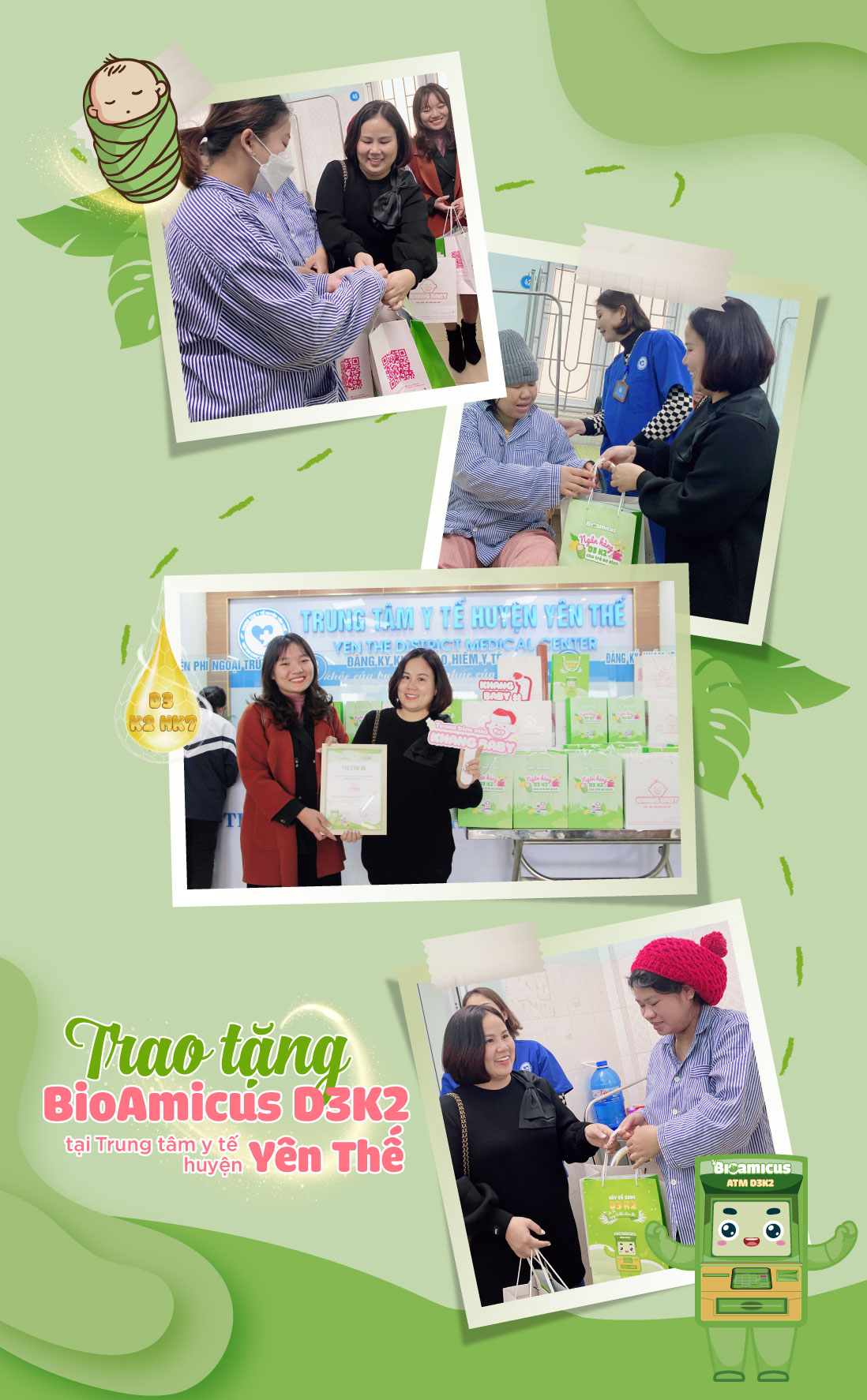 Chị Trang (CEO Hệ thống Cửa hàng Khang Baby) trao từng phần quà đến với các bé sơ sinh có hoàn cảnh khó khăn