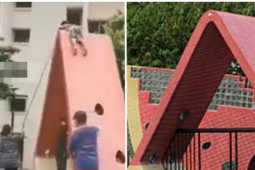 Cậu bé 10 tuổi ở Singapore mắc kẹt trên đỉnh “miếng dưa hấu” cao 3 mét, không ai biết tại sao