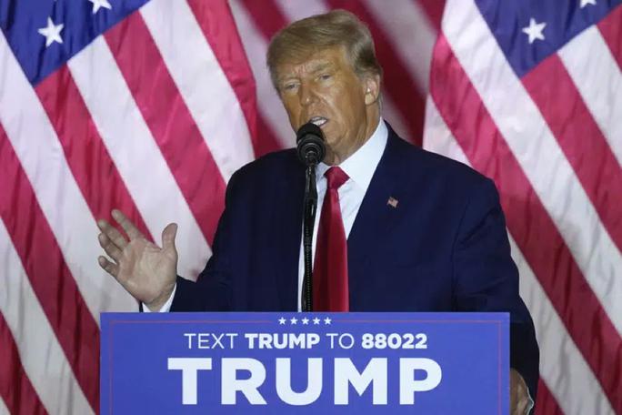 Hình ảnh cựu Tổng thống Mỹ Donald Trump hôm 15-11-2022. Ảnh: AP