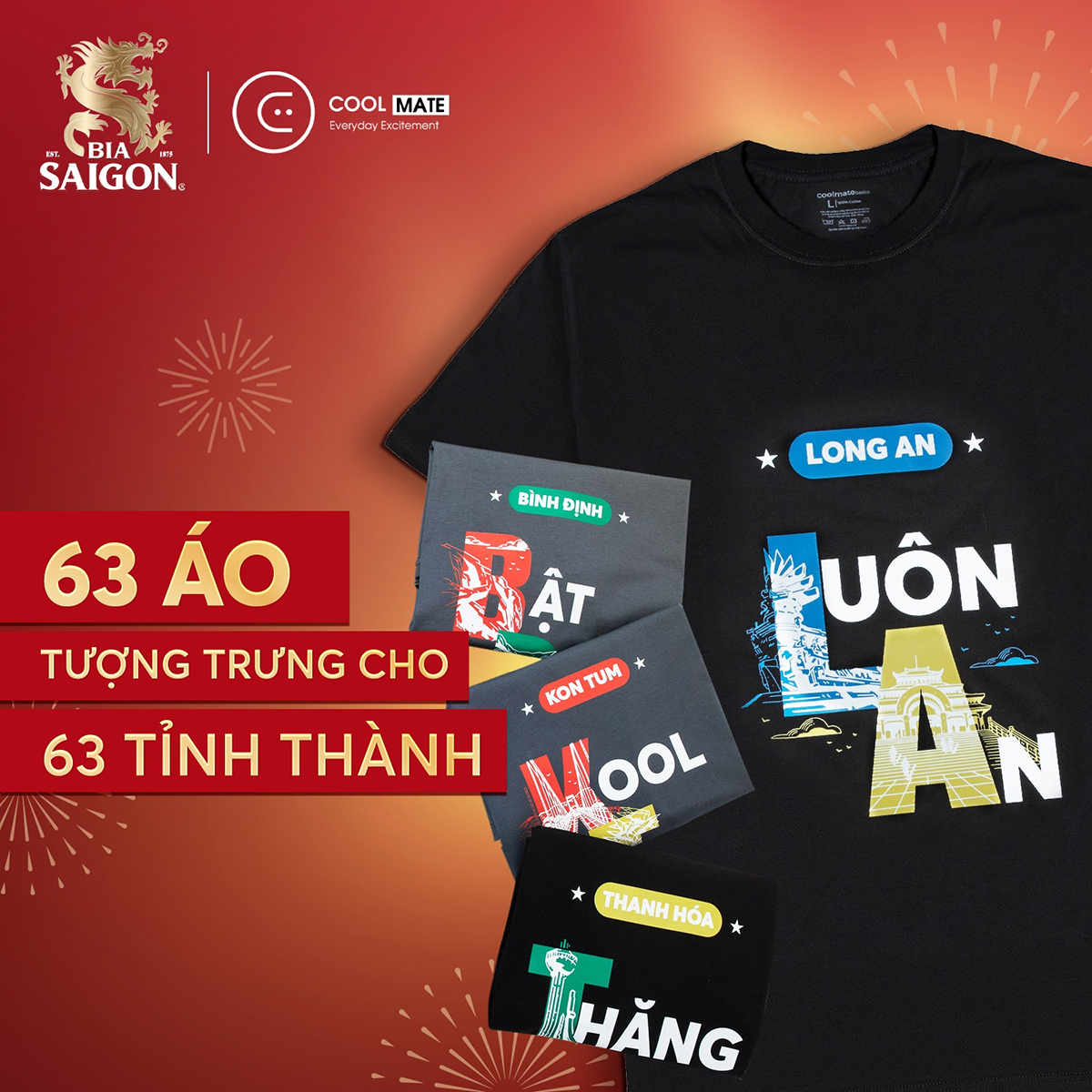 Bộ sưu tập 63 áo Coolmate tượng trưng cho 63 tỉnh thành