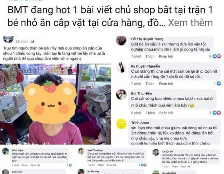 Bà Th đăng hình ảnh bé gái năm tuổi lên mạng xã hội. Ảnh cắt từ màn hình