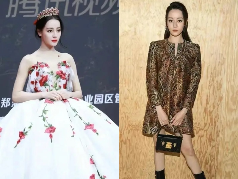 Địch Lệ Nhiệt Ba trở nên kém sắc, già nua và thiếu sức sống khi tham gia sự kiện thời trang quốc tế (ảnh phải).