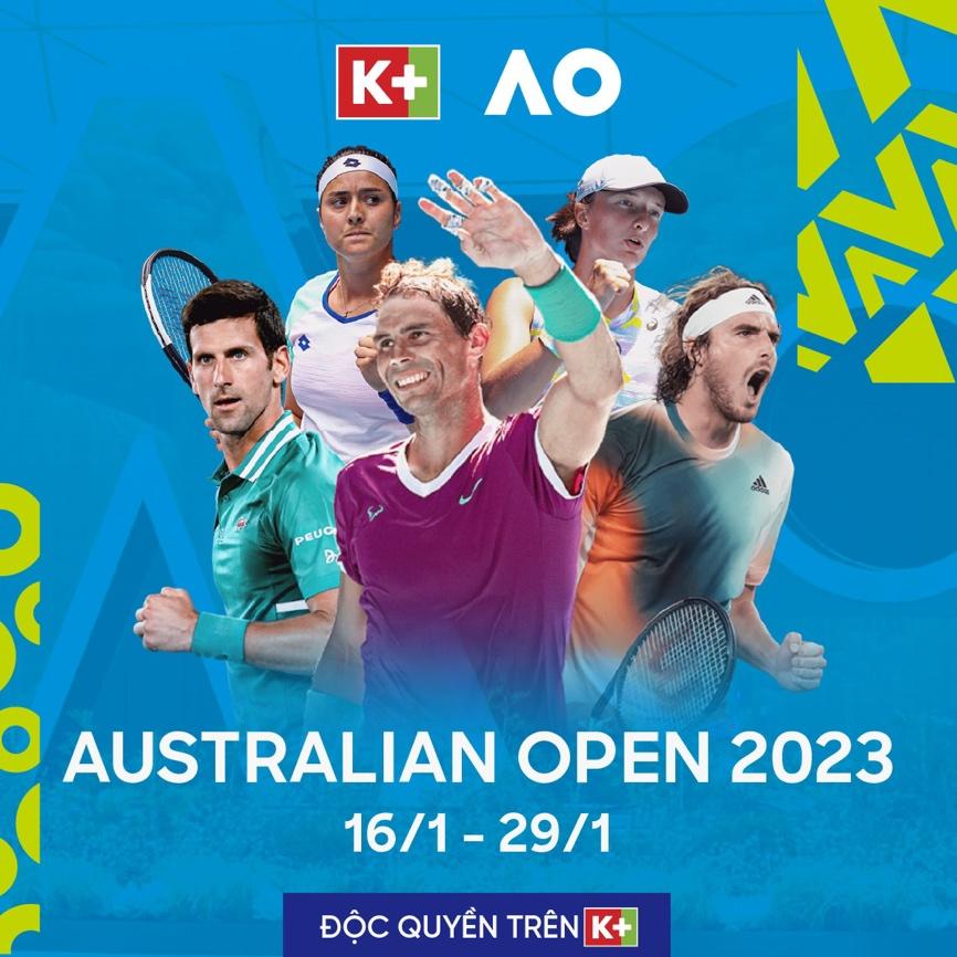 Australian Open 2023 với loạt trận so vợt kịch tính trên K+