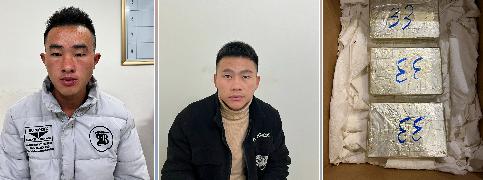 Đối tượng Mùa A Hạnh, Chá A Nếnh và tang vật.