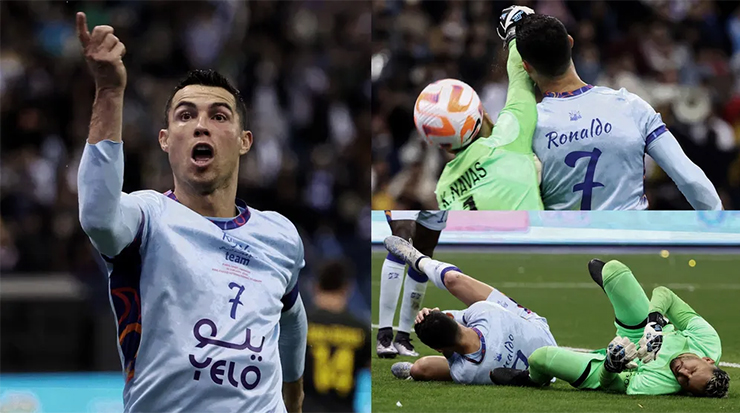 Tình huống Ronaldo bị người đồng đội cũ ở Real Madrid đấm vào mặt
