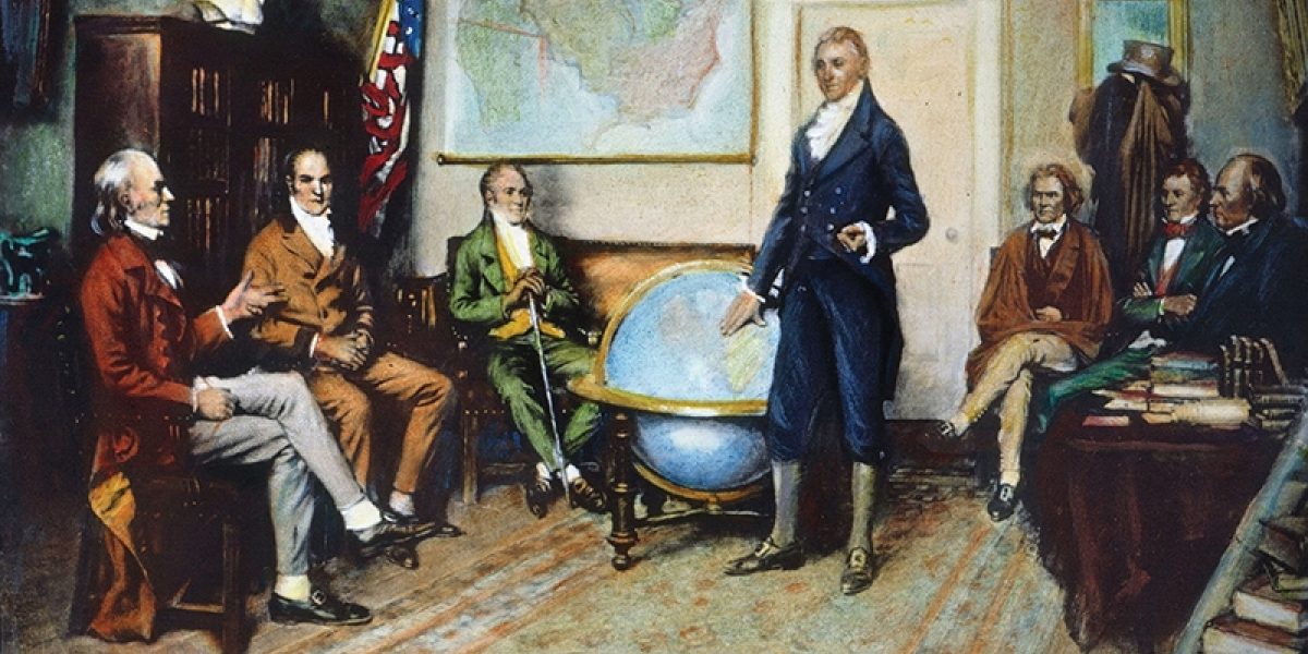 Tổng thống James Monroe trong một cuộc họp tại nội các (ảnh: CNN)