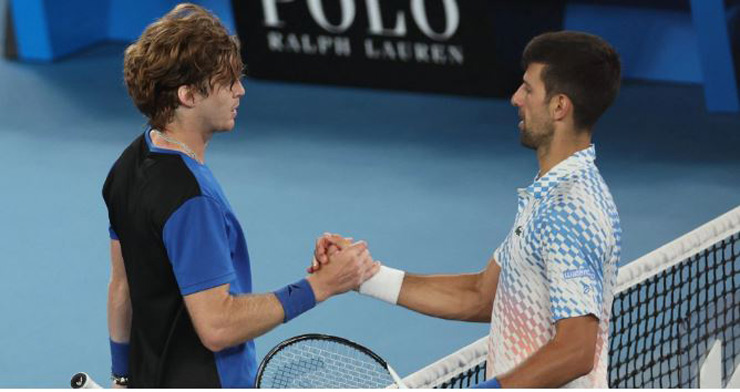 Djokovic vùi dập Rublev để san bằng kỷ lục về 26 trận thắng liên tiếp tại Australian Open như Agassi 19 năm trước