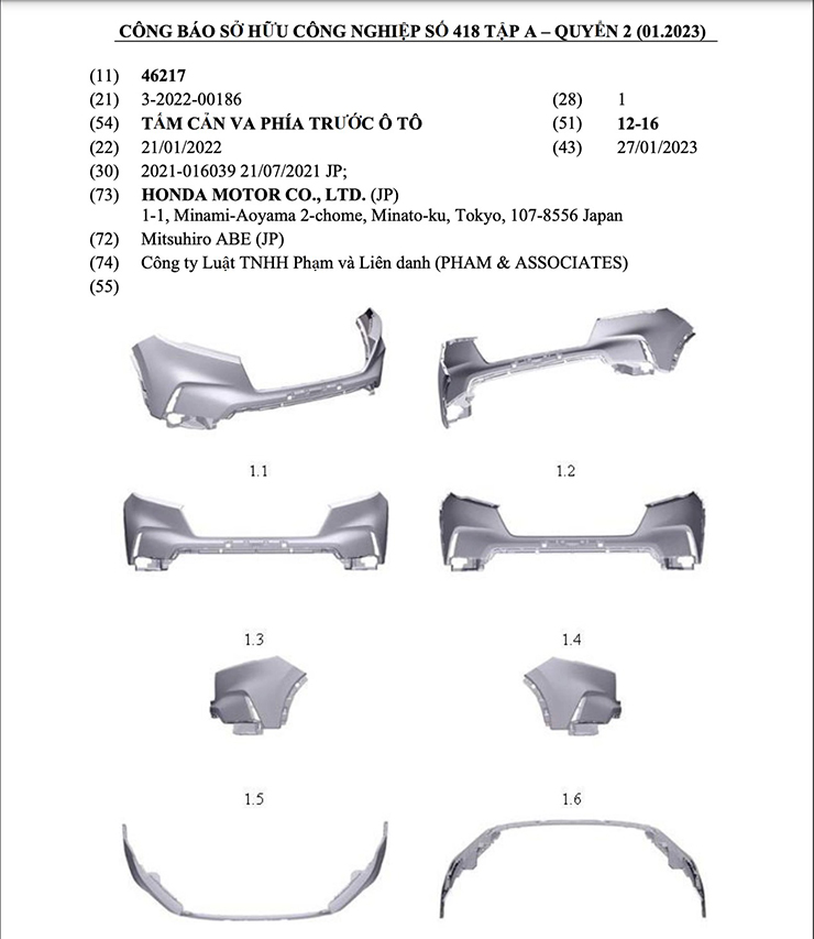 Honda CR-V 2023 lộ thêm bằng độc quyền kiểu dáng tại Việt Nam - 3