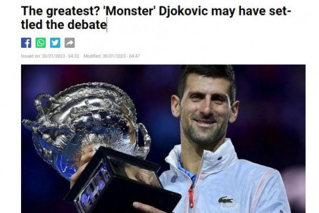 Djokovic bá chủ Australian Open: Báo chí gọi là "Quái vật", ATP ngợi ca vua danh hiệu