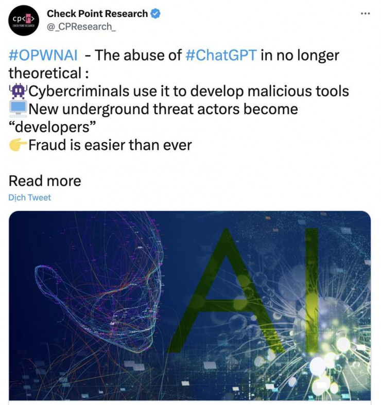 Check Point Research cảnh báo người dùng về việc ChatGPT bị lạm dụng. Ảnh: TIỂU MINH