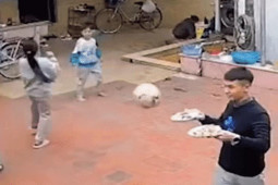 Bạn trẻ - Cuộc sống - Cậu bé được dân mạng trao giải "cây roi vàng" sau pha sút bóng chuyên nghiệp