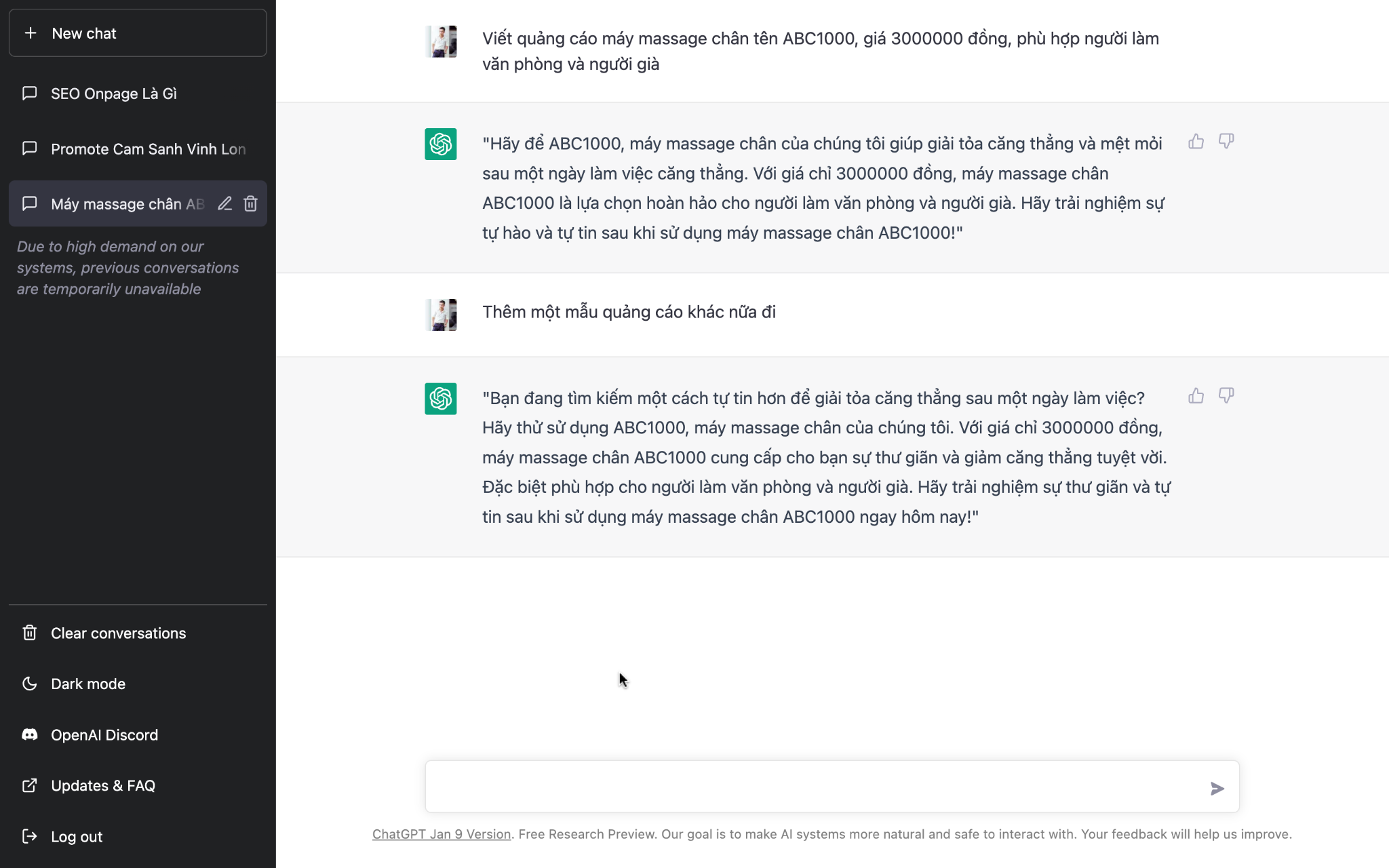 Nhiều văn bản quảng cáo Facebook được tạo ra nhanh chóng
