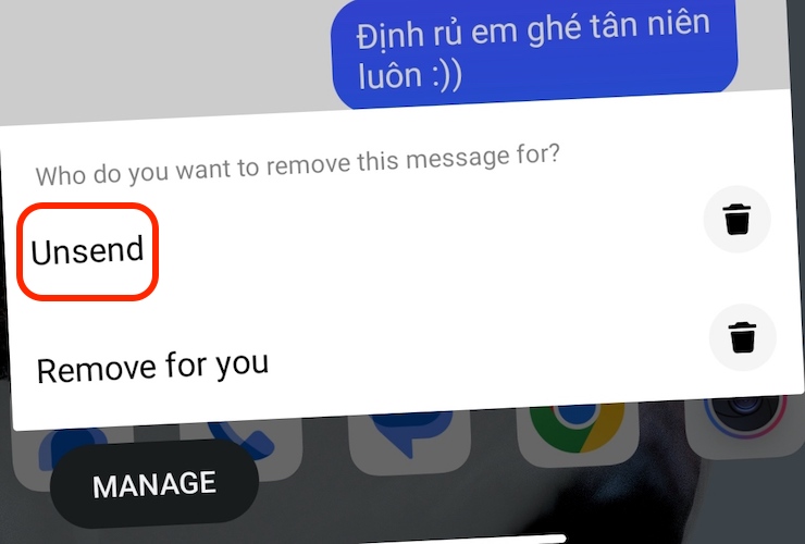 Tính năng Unsend bỗng nhiên bị vô hiệu hóa trên Messenger.