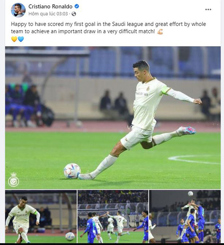 Ronaldo khoe bàn thắng đầu tiên ở giải VĐQG Saudi Arabia dù chỉ giúp Al Nassr cầm hòa Al Fateh 2 đều