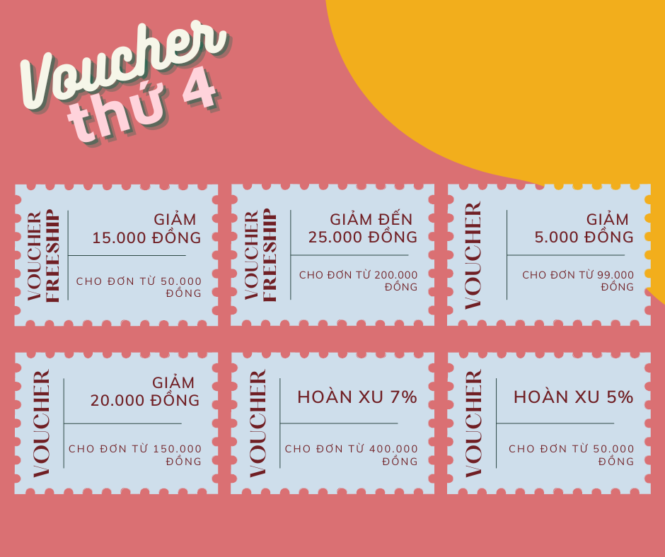 Lưu ngay 6 mã giảm giá độc quyền trong chương trình “Thứ 4 - Siêu Sale Freeship” để mua sắm thêm tiết kiệm cùng Shopee!