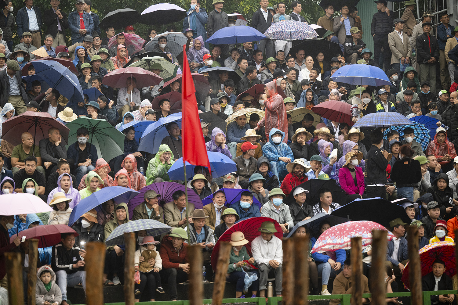 Cũng trong sáng nay, bất chấp những cơn gió lạnh ngắt, hàng vạn khán giả vẫn nườm nượp đổ về Lễ hội chọi trâu Hải Lựu, để chứng kiến những pha quyết đấu nảy lửa.