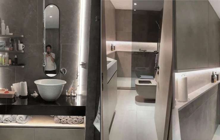 Trong một lần livestream, nam MC tỏ ra đặc biệt tâm đắc với khu phòng tắm và toilet được thiết kế chẳng thua gì khách sạn 5 sao, toàn bộ nội thất đều vô cùng sang xịn.
